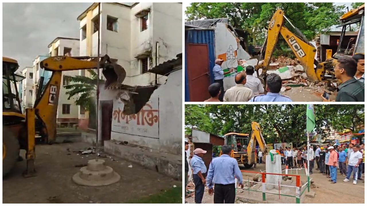 অবৈধ নির্মাণ উচ্ছেদ, ভাঙল সিপিএম ও কংগ্রেসের কার্যালয়