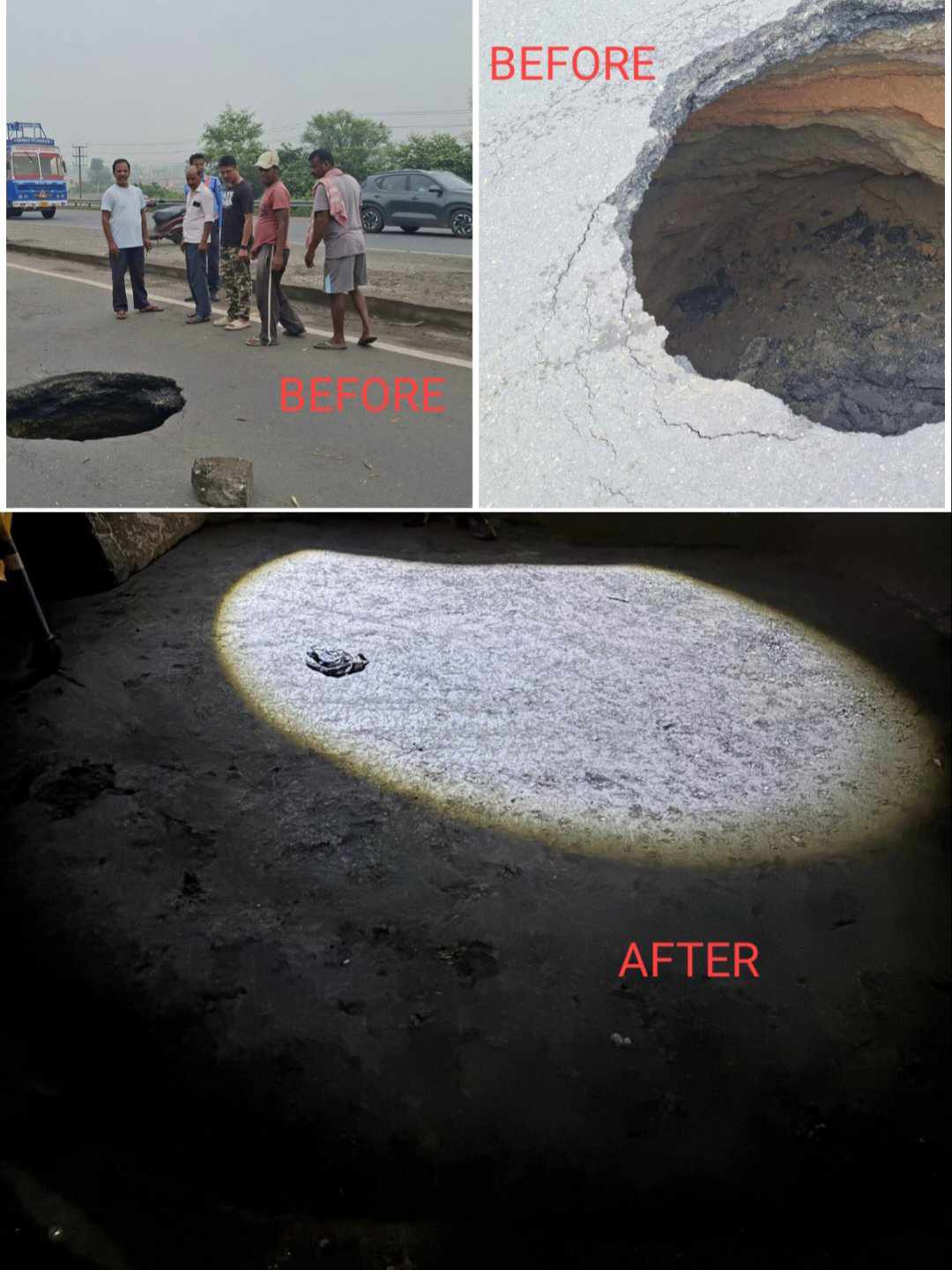 জাতীয় সড়কে ধস – প্রশাসনিক তৎপরতায় মেরামত করা হলো গভীর গর্ত জাতীয় সড়কে ধস – প্রশাসনিক তৎপরতায় মেরামত করা হলো গভীর গর্ত