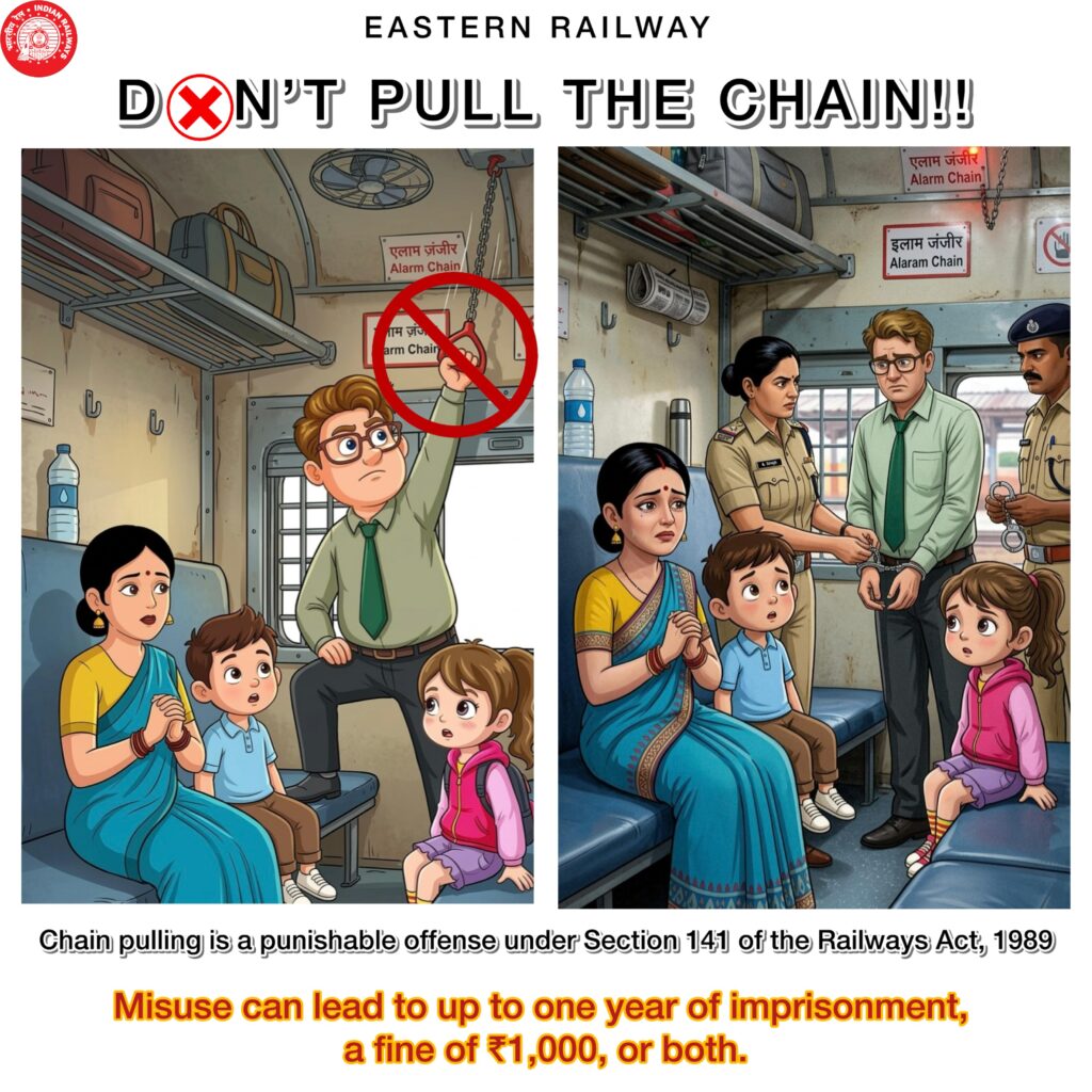 চেইন টানা বন্ধ করুন, মূল্যবান সময় বাঁচান: অপব্যবহারের বিরুদ্ধে পূর্ব রেলের লড়াই