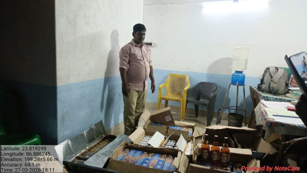 নাকা তল্লাশি চলাকালীন প্রচুর পরিমাণে অবৈধ মদ বাজেয়াপ্ত করল রূপনারায়ণপুর ফাঁড়ির পুলিশ